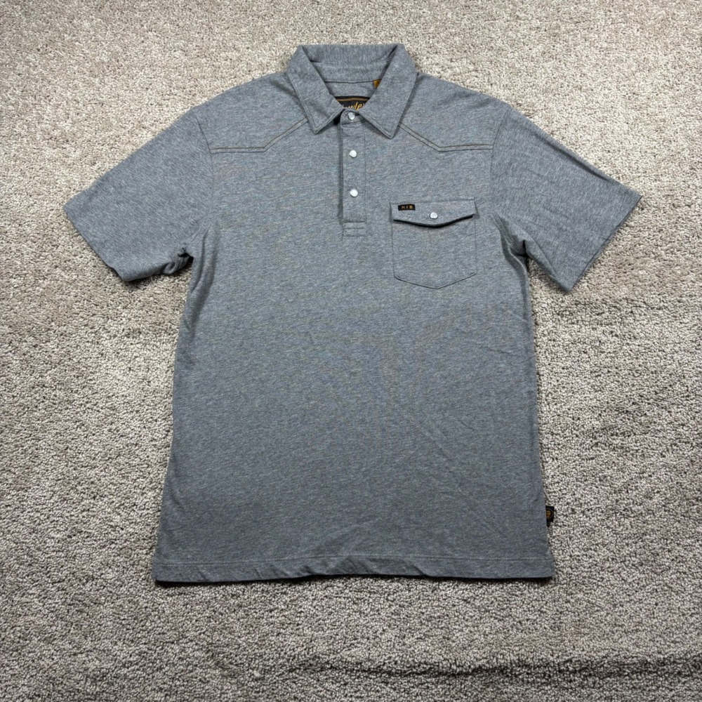 Howler Brothers Ranchero Polo‎ Pearl Snap Shirt Mens Small Grey Western Cotton